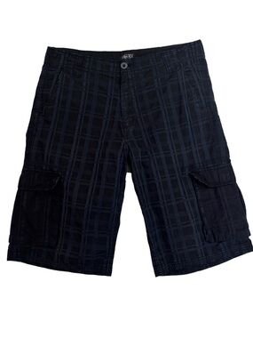 Black Jack Men's Black Plaid Bermuda Cargo Shorts 34